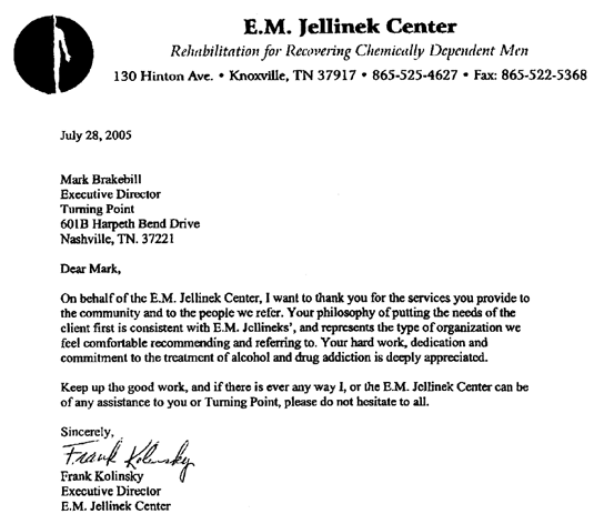 Reference letter from E.M. Jellineck Center