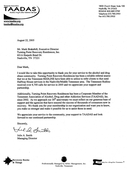 Reference letter from TAADAS